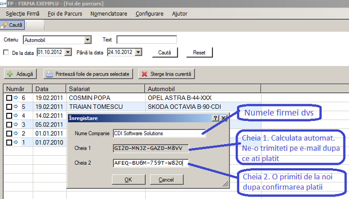ecran inregistrare aplicatie