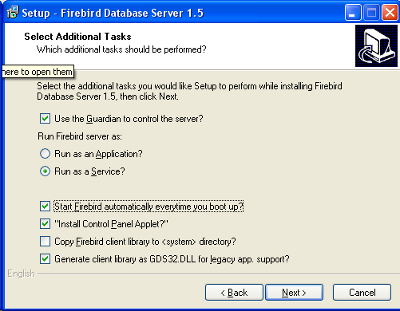configurare serviciu firebird